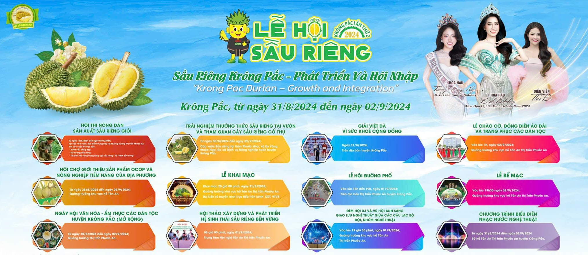 THÔNG TIN TRUYỀN THÔNG LỄ HỘI SẦU RIÊNG KRÔNG PẮC, TỈNH ĐẮK LẮK LẦN THỨ II NĂM 2024